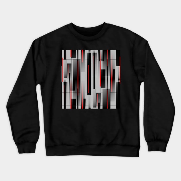 Off The Grid - Abstract - Red, Black, Gray Crewneck Sweatshirt by MellowCat